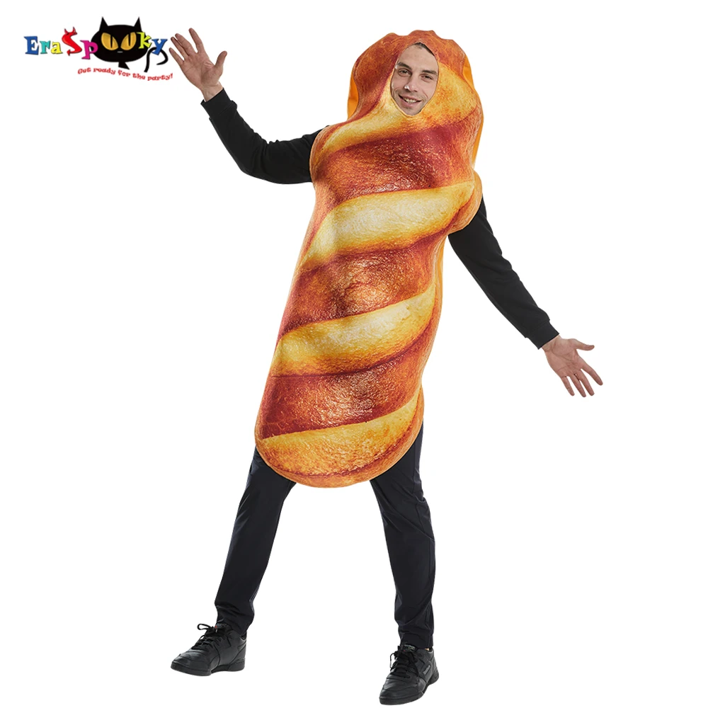 Eraspooky Unisex Bread Baguette Costume Cosplay For Adult Food Tunic Hallowee Christmas Carnival Party Fancy Dress