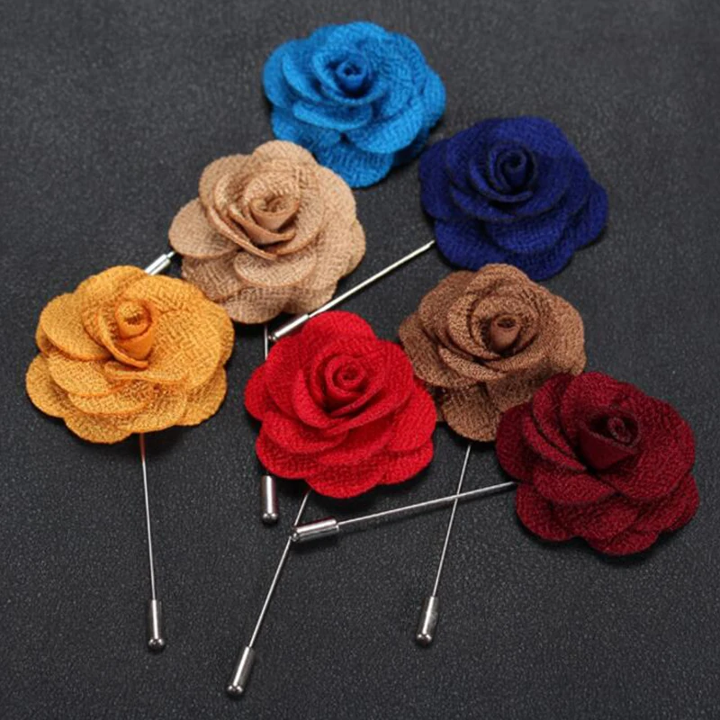 GUSLESON-Broches de fleurs en tissu pour hommes et femmes, épingles à revers, décoration de boutonnière pour olympiques, accessoires