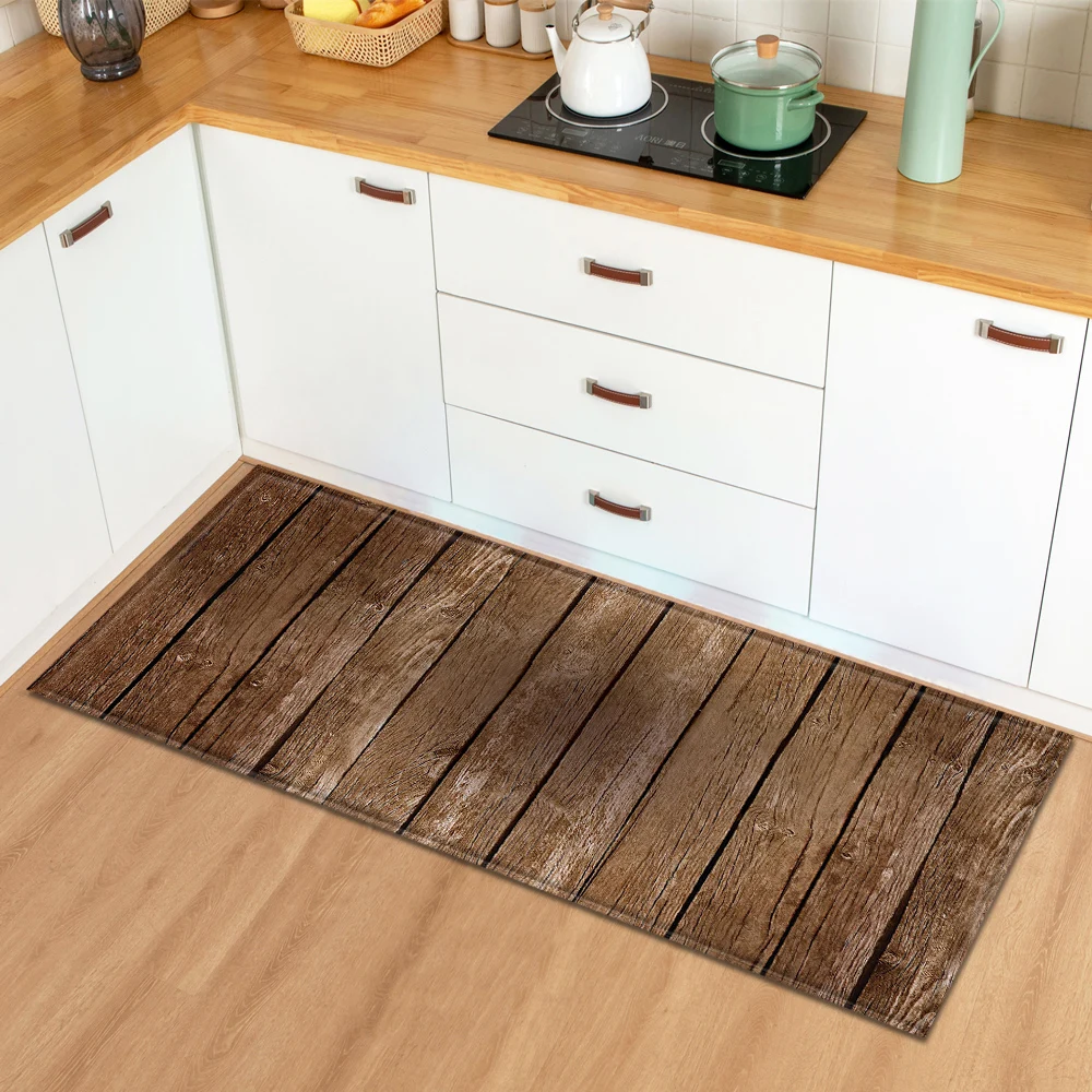 Marble 3D Wood Grain Pattern Bedroom Hallway Anti-Slip Rug Kitchen Carpet Absorbent Mat Doormat for Entrance Door Long floor mat