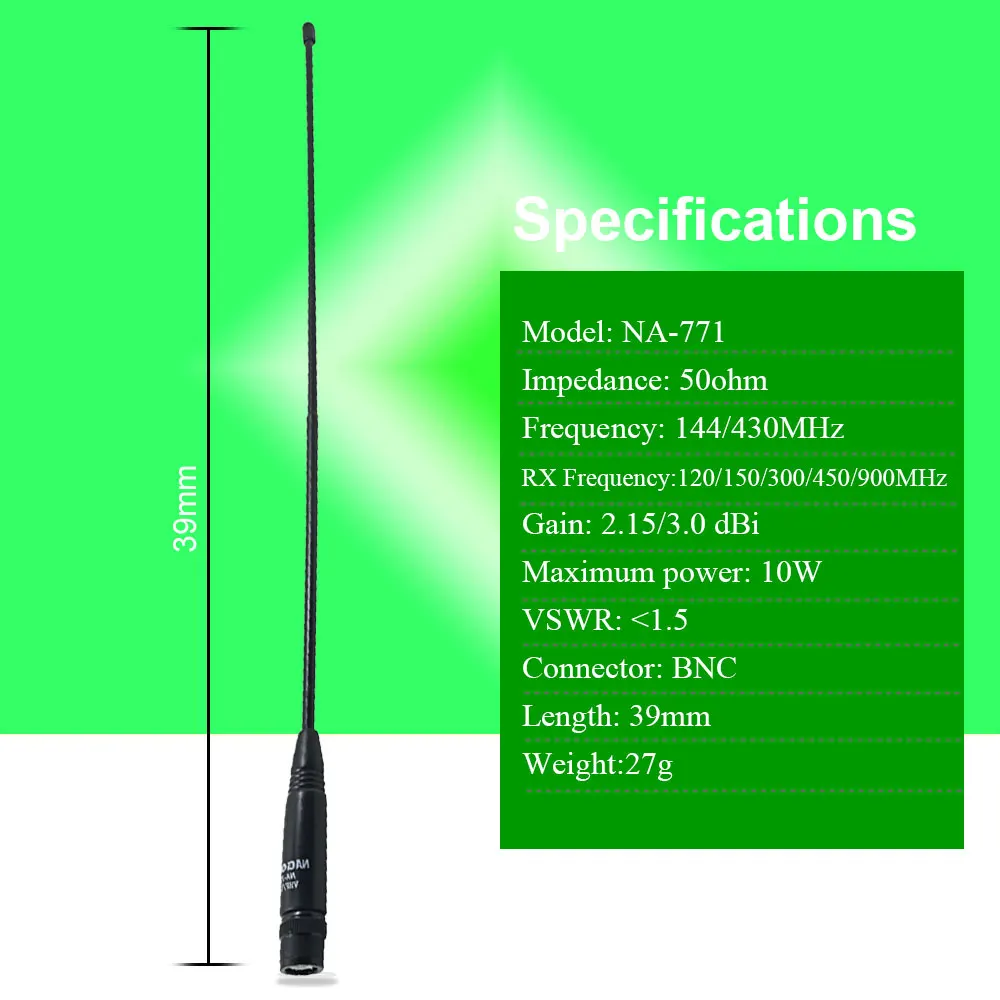 100% Original Nagoya NA-771 BNC Déterminer L'antenne 130 / 430MHz pour IC-V8 IC-V82 IC-V85 tk308 Radio Bidirectionnelle