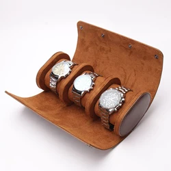 3 Slots Watch Storage Box Chic Portable Vintage Leather Watch Roll Detachable Display Wristwatch Pouch Holder Watch Organizer