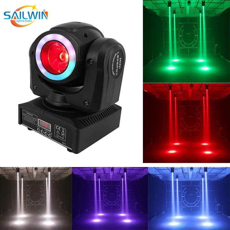 

Sailwin Stage Light Lyre DMX512 4IN1 RGBW 60W Beam led stage moving head light With LED Strip DJ Beam Wash Spot Lights