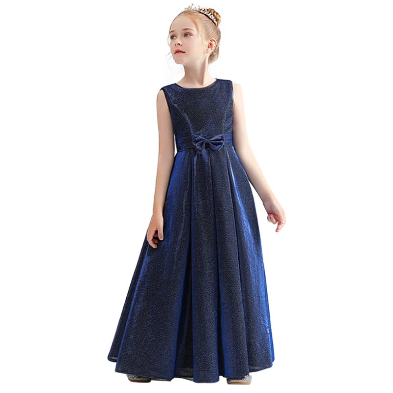 Muslimy Sparkly Flower Girl Dresses elegante Long Glitter bambini festa di compleanno Pageant Gown Bow concerto formale