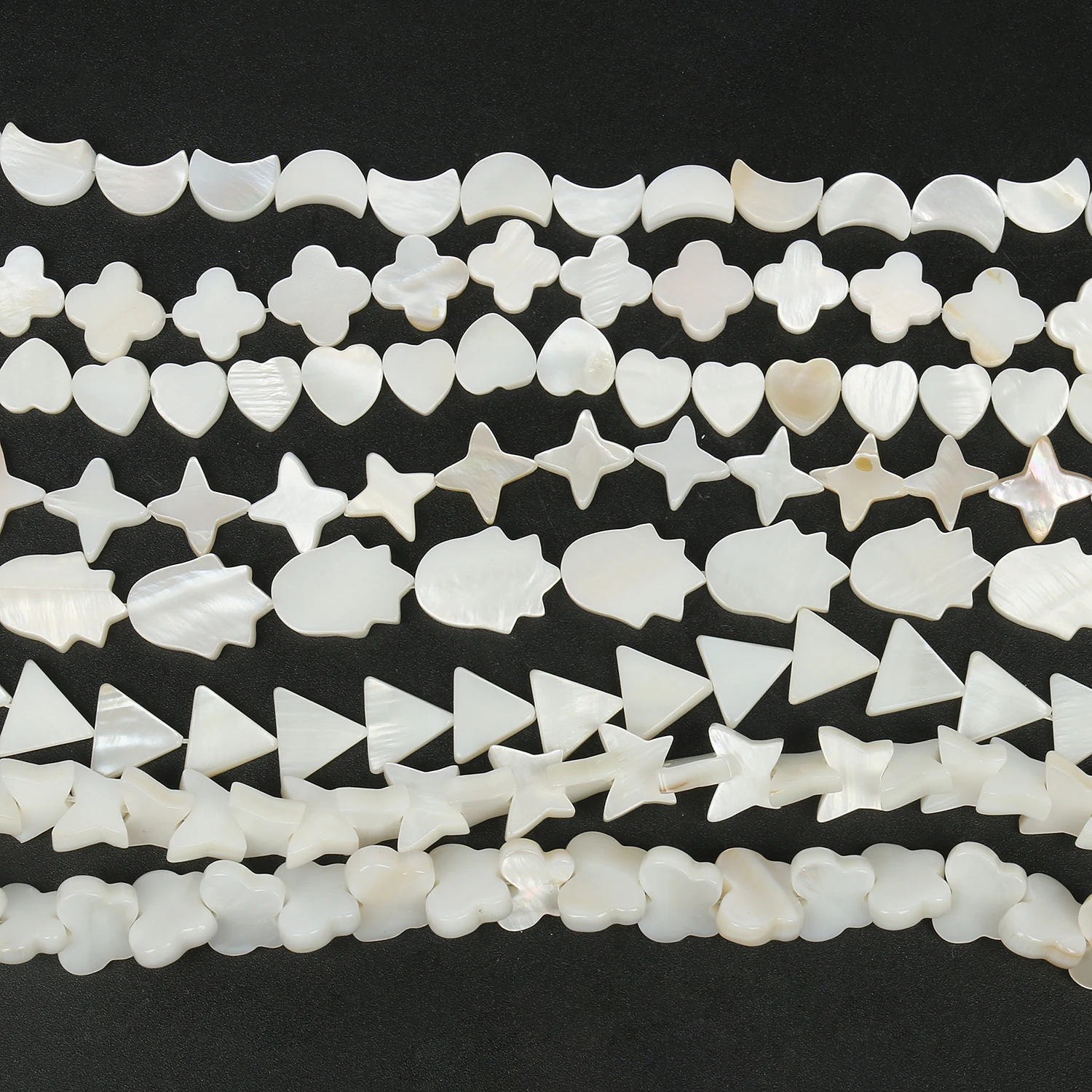 Natural White Shell Beads Mother of Pearl Star Cross Round Flat Loose Spacer Beads for Jewelry Making DIY Bracelet Necklace 15\