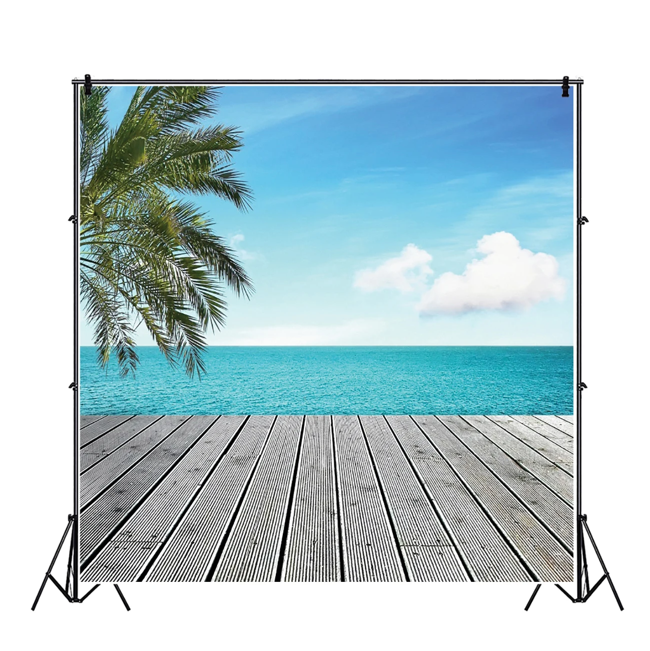 Laeacco Mùa Hè Xanh Nhiệt Đới Lòng Bàn Tay Cây Lá Sàn Gỗ Cho Bé Con Photozone Đảng Chân Dung Ảnh Nền Ảnh Phông Nền