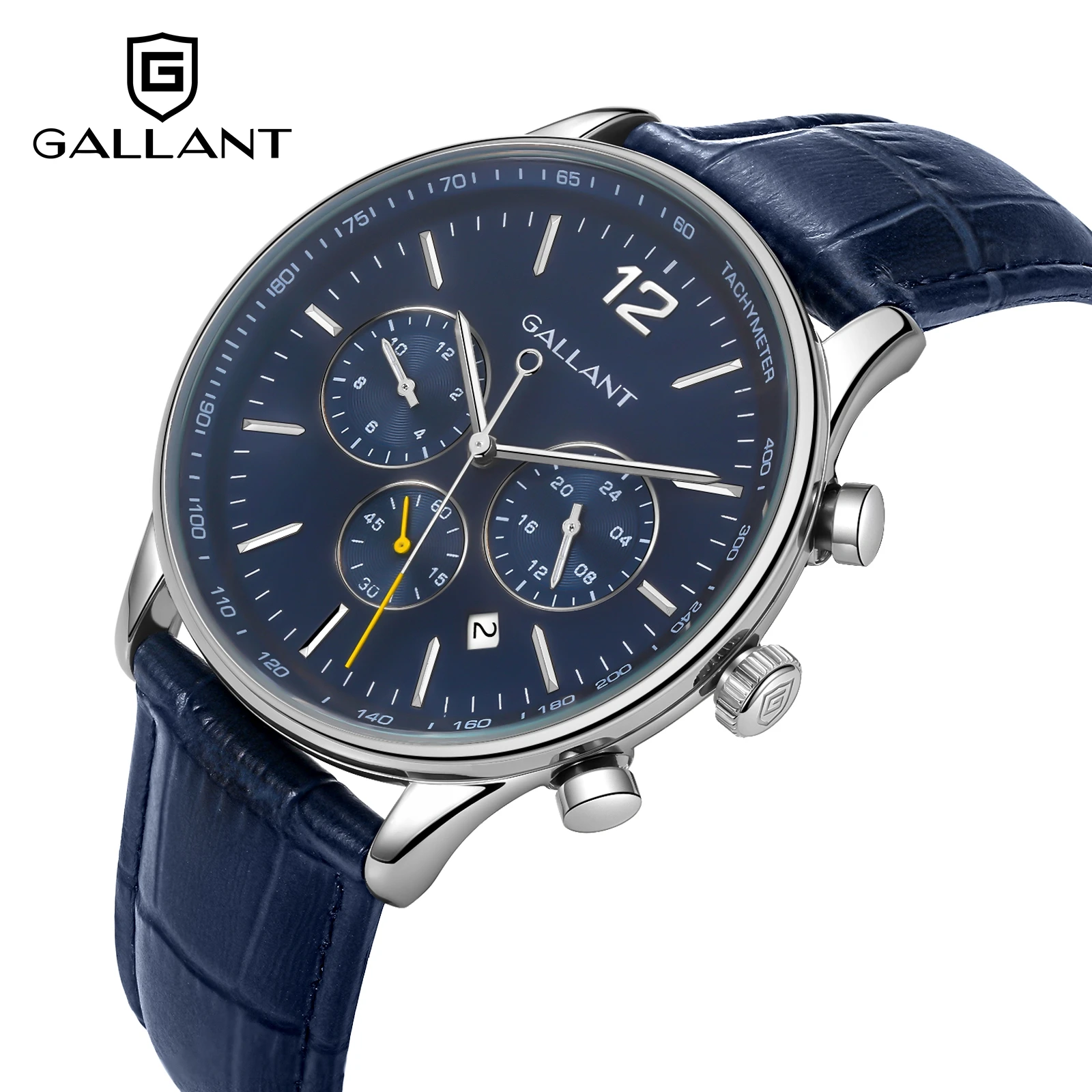 

GALLANT Mens Watch Luxury Quartz Watches for Men with Dual Time Leather Strap Waterproof Business Dress Watch Relogio Masculino