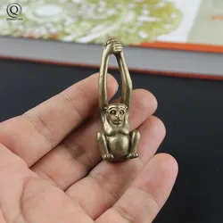 Handmade Brass Gibbon Car Keychains 12 Zodiac Monkey Key Chain Rings Pendant Ornaments DIY Keyrings Accessories Vintage Copper