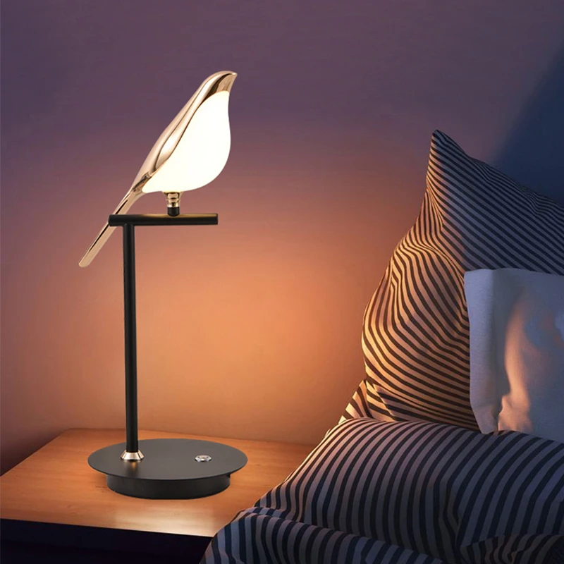 Imagem -05 - Moderno Lâmpada de Mesa Led Luzes Magpie Pássaro Modelo Lâmpada Leitura Iluminação Interior Estudo Quarto Cabeceira Sala Estar Decoração da Sua Casa