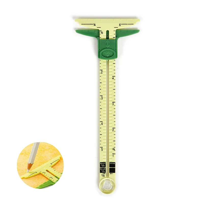 6pcs/Set Sewing Seam Ruler Measuring Gauge Patchwork Quilting Tailor Ruler Sizer Helper Aluminum Plastic Sliding Gauge 4 refills