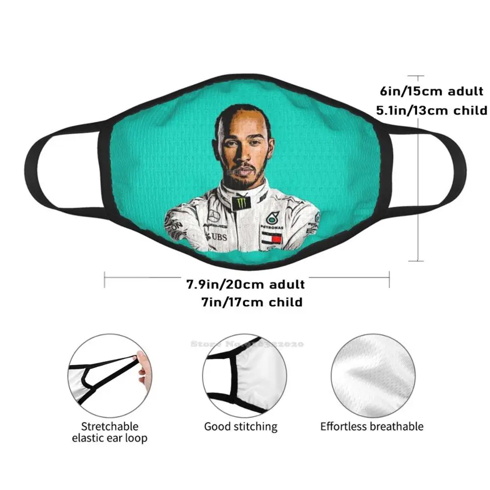 Lewis Verão Respirável Máscara Facial Boca Máscaras Lewis Celebridade Lewis Celebridade Inglaterra Motorsport Motor Sport Racing Racer Grande