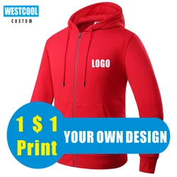 Zipper Hoodie Logo Custom Fashion Women Embroidery Customizion Sweatershirts Casual Men Clothing Customized WESTCOOL 2020