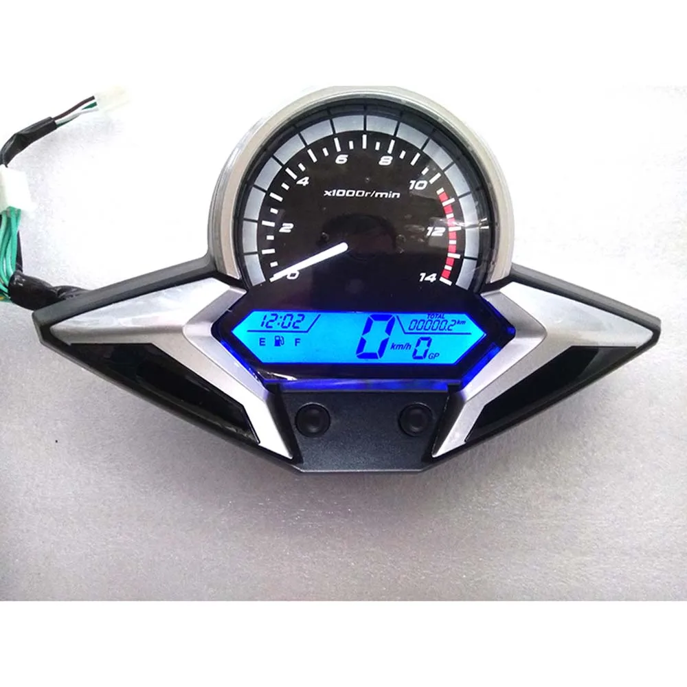 Motorcycle LCD Digital Speedometer Odometer 7 Color Backlight for 1-6 Gear with Speed Sensor