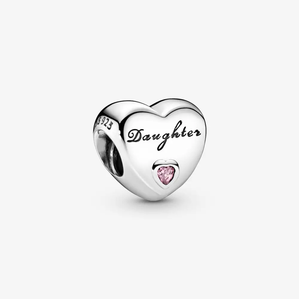 

SALE! 925 Sterling Silver Beads Fit Original Pandora Bracelets Daughter Heart Charm Women DIY Fashion Jewelry Gift