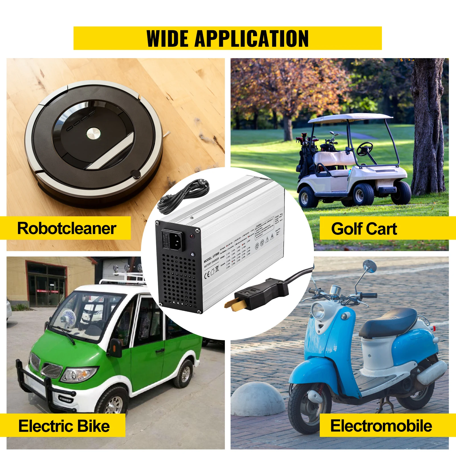 VEVOR 36V 18A / 48V 15A caricabatteria per carrello da Golf per la ricarica di batterie al piombo e al silicio spina a 3 Pin spina Splayed LED