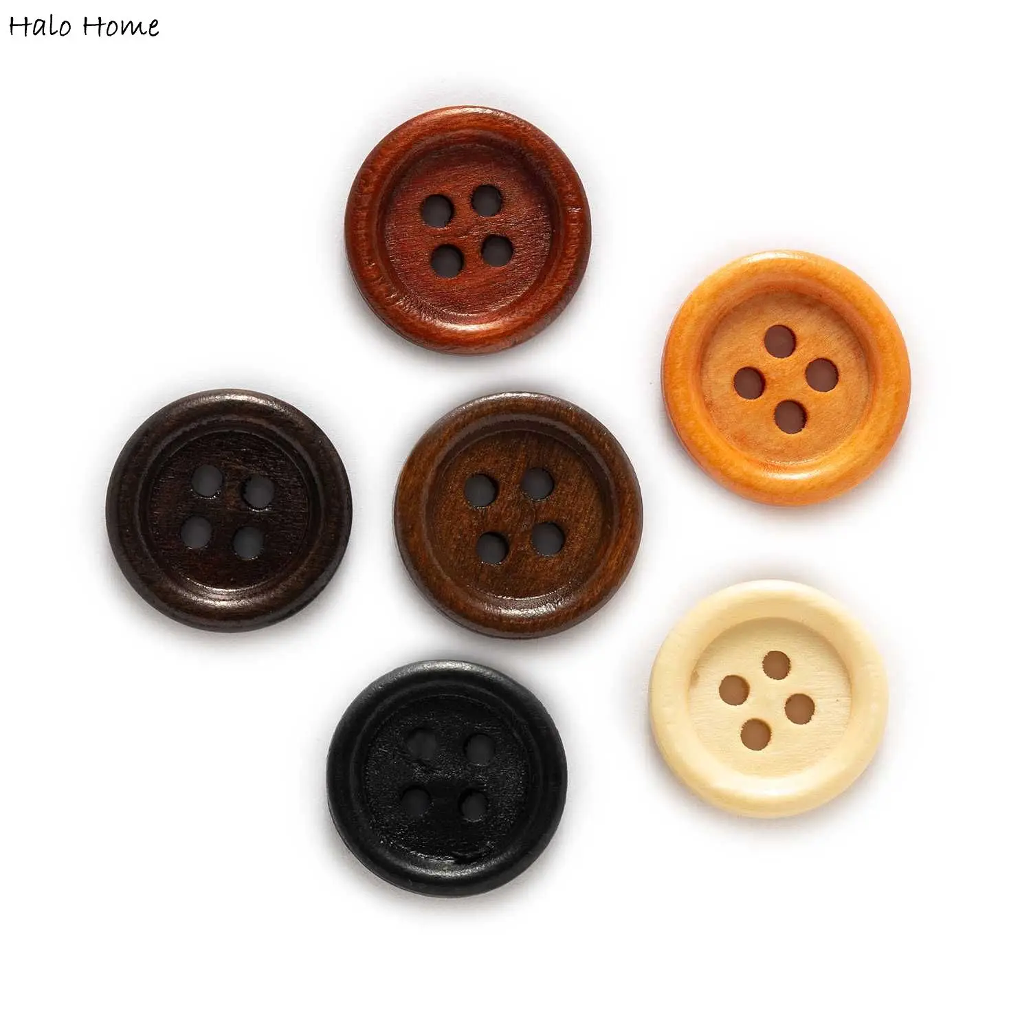 30/50 pçs 4 buracos botões de madeira para costura scrapbook roupas artesanato presente jaqueta blazer suéteres acessórios de trabalho manual 10-25mm