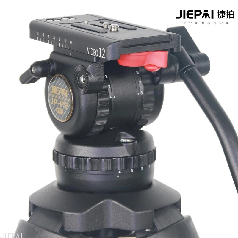 

Jiepai V12 Pro Fluid Head 100mm Bowl 12KG Professional Video Camera Tripod Head with Pan Bar for ENG film camera VS TERIS V12