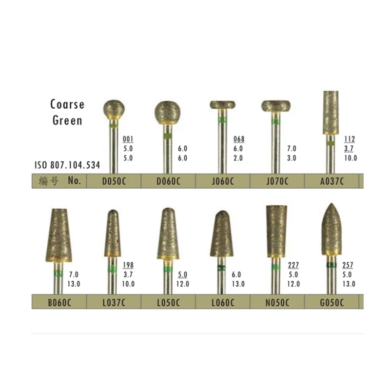 10pcs/lot Dental Lab Bur Coarse Fully Sintered HP Diamond Bur for Finishing and Polishing