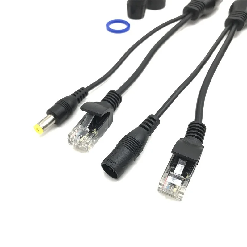 1Pair POE Splitter POE Switch POE Cable Adapter Tape Screened 5V 12V 24V 48V Power Supply Cable 5.5*2.1mm RJ45 DC