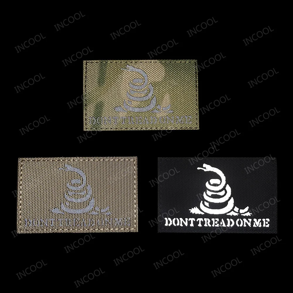 Infrared IR Reflective US DTOM Embroidery Patch Animal Snake PVC America Embroidered Patches For Clothing Glow in Dark