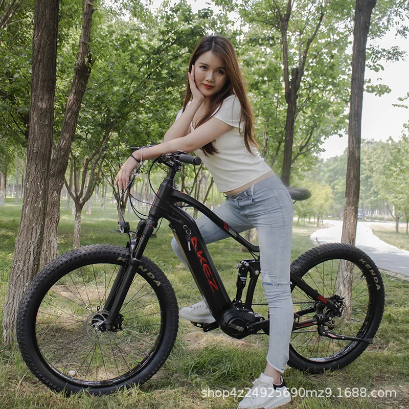 27.5inch Full suspension mountain cross-country electric power-assisted mountain bike bafang G521 500W mid motor 48v shock emtb