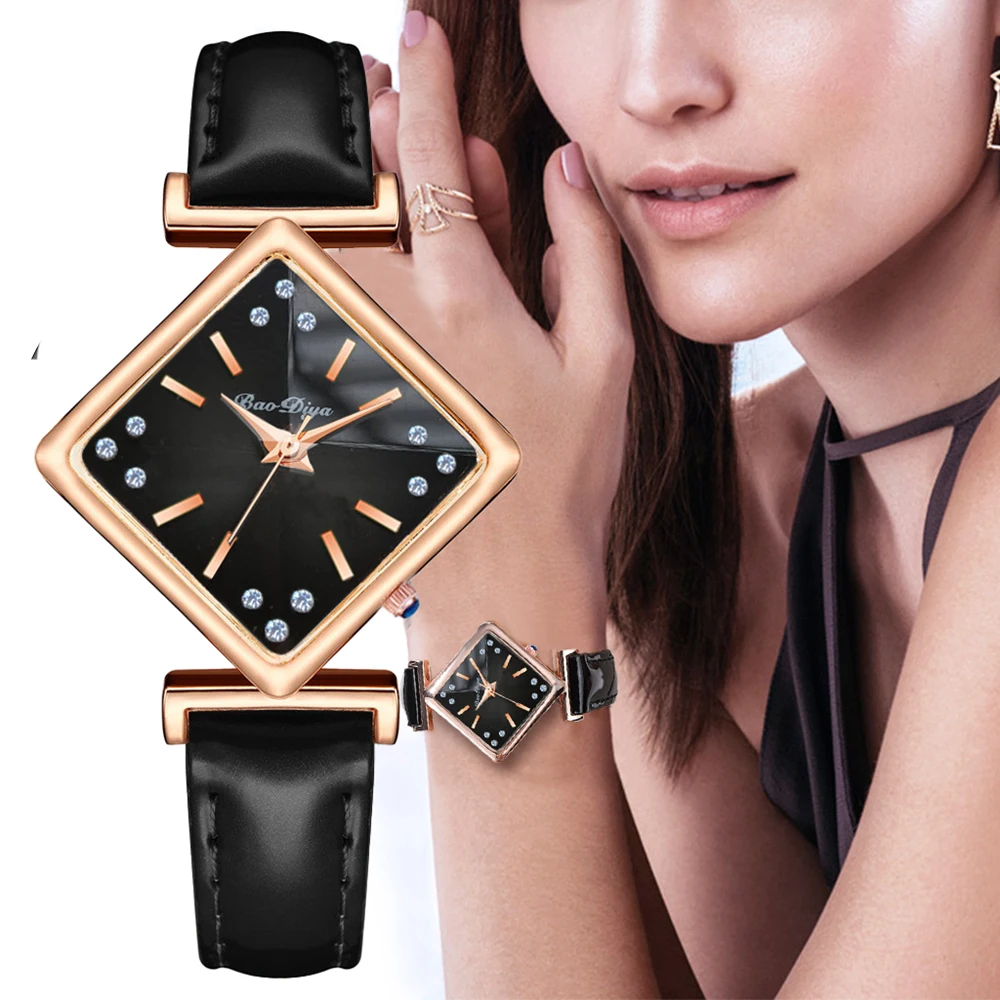 Luxury Brand Diamond Women Square Watch Luxury Ladies Quartz leather Gradient Color Watches Relogio Feminino Female Gift Clock