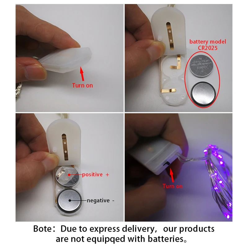 Mini tira de luces LED con batería CR2032 para Navidad, guirnalda de alambre de cobre para boda y fiesta, 10 unidades