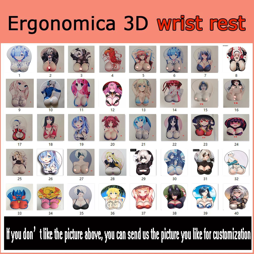 Genshin Impact Ergonomic Mouse Pad with Breasts Wrist Rest Desk Arm Rest Soft Carpet Kawaii Accessories Custom Anime Mat Stand