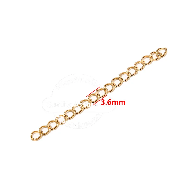 Aço inoxidável Soldado Extensão Cadeia, Extensor Colar de Ouro, Cauda Correntes para Fazer Jóias DIY, 5cm, 50Pcs