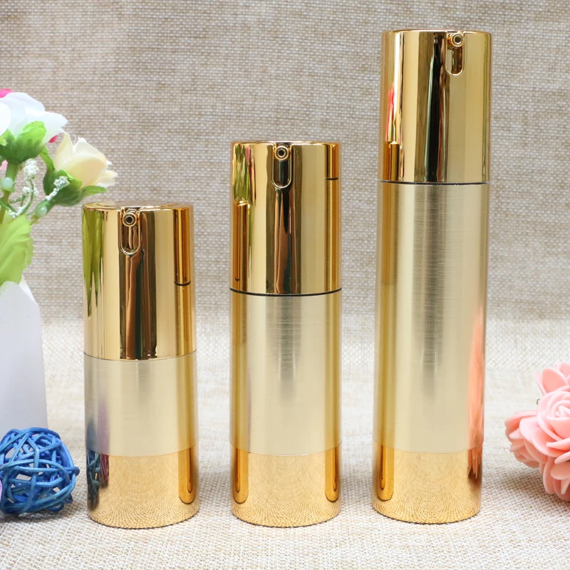 Wholesale Gold Silver Empty Airless Pump bottles Mini Portable Vacuum Cosmetic Lotion Treatment Travel Tool 500pcs/lot