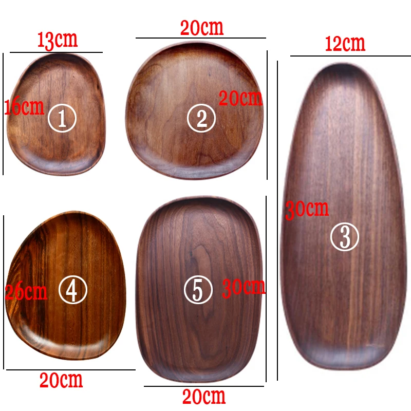 Whole Wood lovesickness Wood Irregular Oval Solid Wood Pan Plate Fruit Dishes Saucer Tea Tray Dessert Dinner Plate Tableware Set