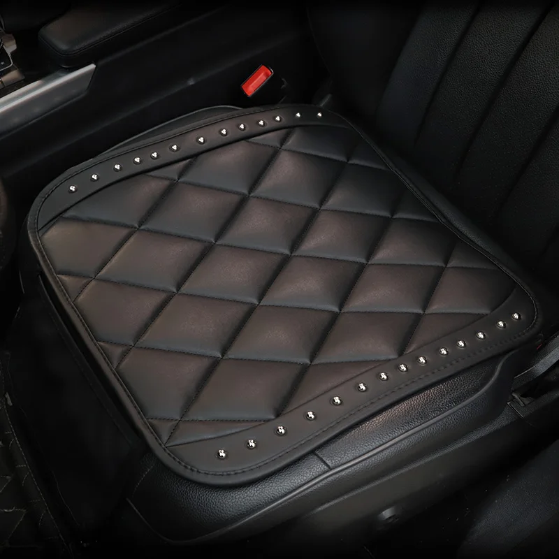 Leather Car Seat Covers Front/Rear/ Full Set Car Seat Cushion Fashion Rivet PU Seat Pad Protector Car Accessories Anti-slip Mats