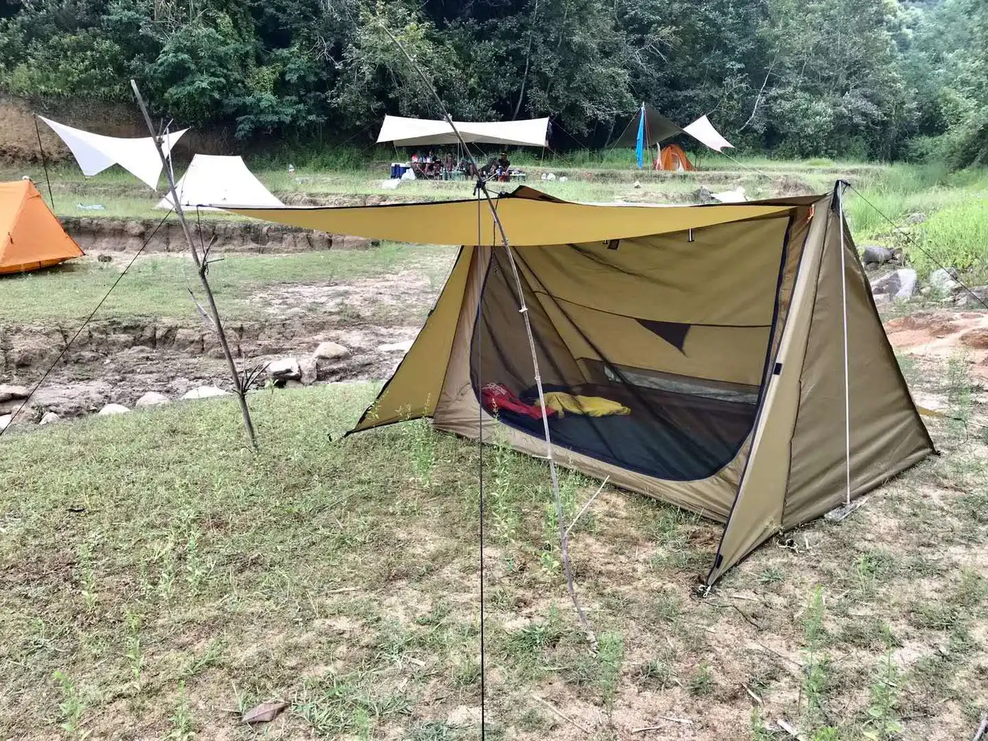 Ultralight Bushcraft Shelter,Brown,Army Green and Black, Backwoods Shelter