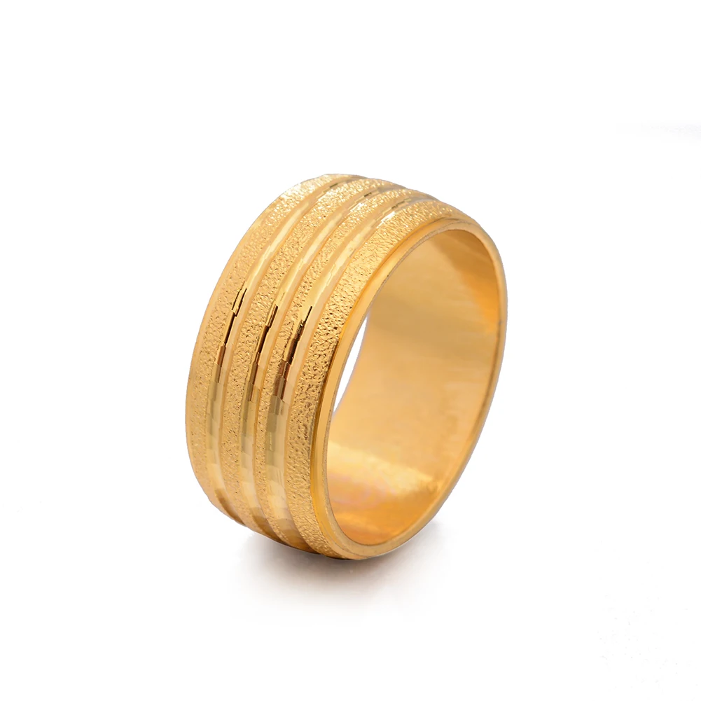 24k Gold Color Copper Round Indian Dubai Ringe For Women Man Bohemia Tailor Ring African Jewelry Saudi Arabia Party Gifts