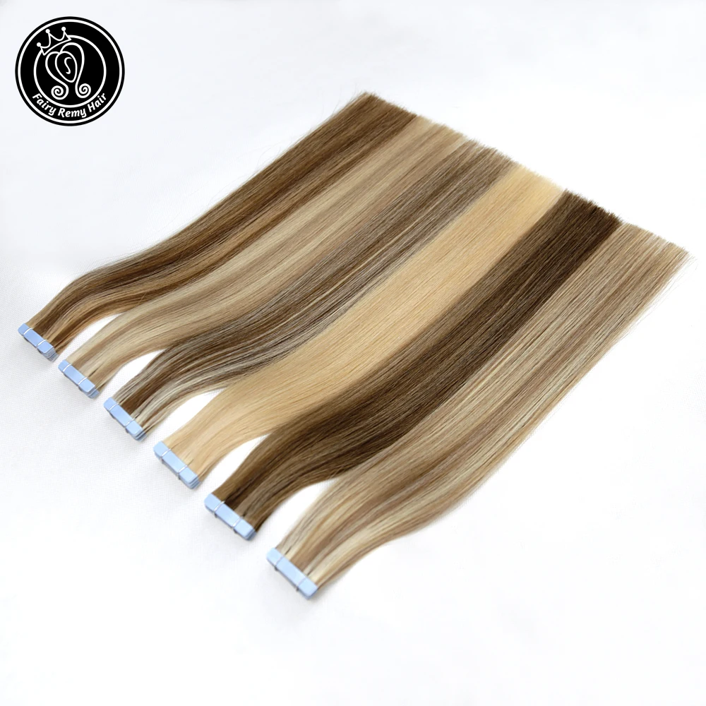 Fairy Remy Hair 2.0g/pc 16-18 Inch 100% Real Remy PU Skin Weft Human Hair Extension Glue on Hair Extensions Seamless Tape ins