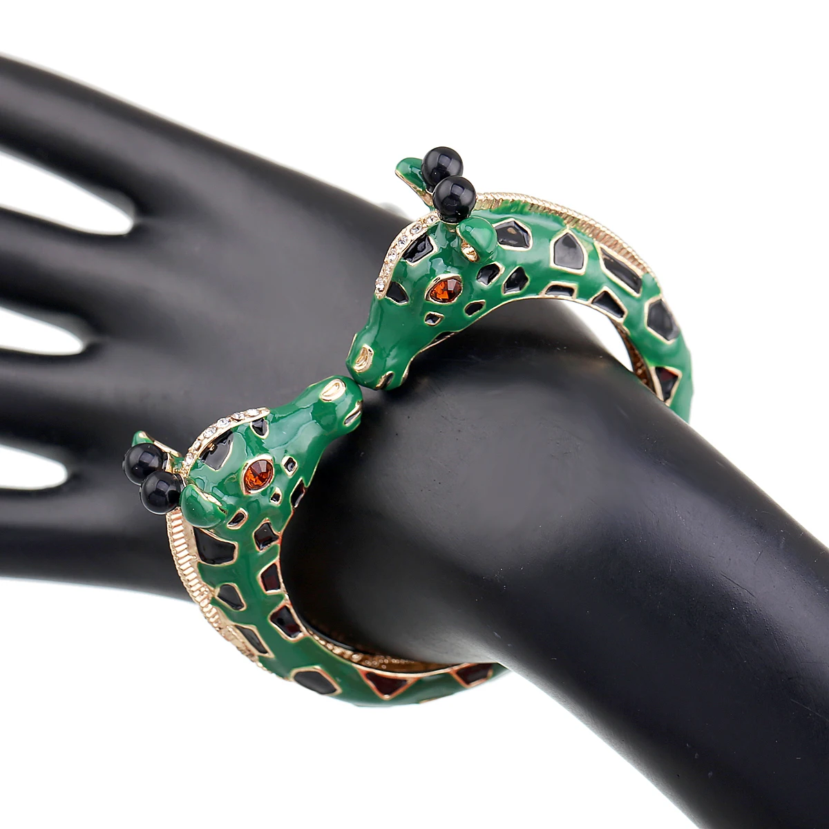 Luxury Animal Giraffe Bangle Colourful Bracelet Gold Plated Statement Chunky Hinge Spring Bracelet for Women Teens Wedding Party