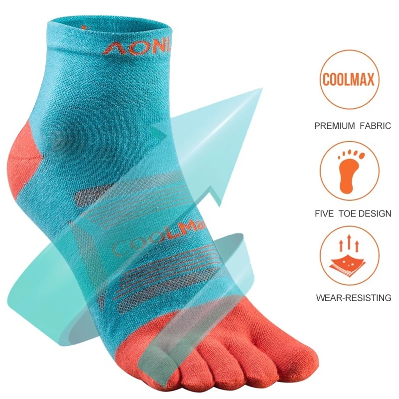 AONIJIE 3 Pairs Running Toe Socks Men Women Breathable Five Fingers Sneaker Socks For Outdoor Sport Trail Run Cycling Yoga E4802