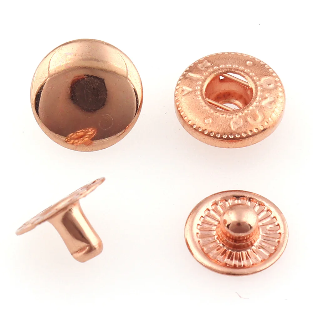 50sets Metal Snap Fastener Press Button 10mm Rose gold Fasteners Studs Canvas for Sewing Leather Craft Clothes Bags Handmade DIY