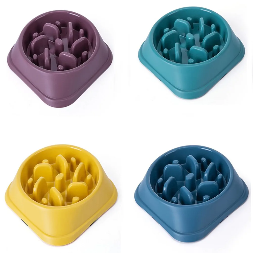 Pet Dog Slow Feeding Food Bowls Colorful Puppy Slow Down Eating Feeder Dish Bowl Prevent Obesity Plastic Bowl Cats Dogs Supplies