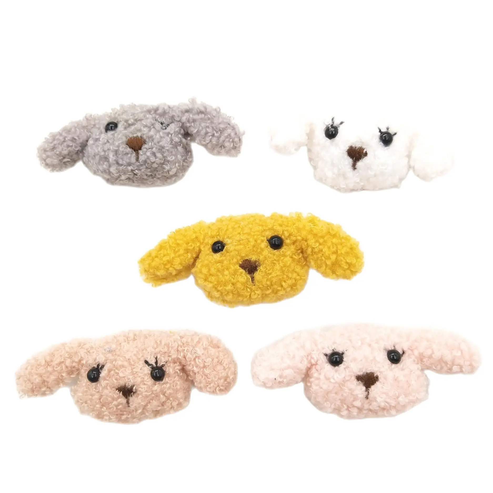 10pcs/lot Plush Colorful Curly Dog Appliques Furry Soft Dog Padded Patches DIY Headwear Clothing Accessories Handmade Patches