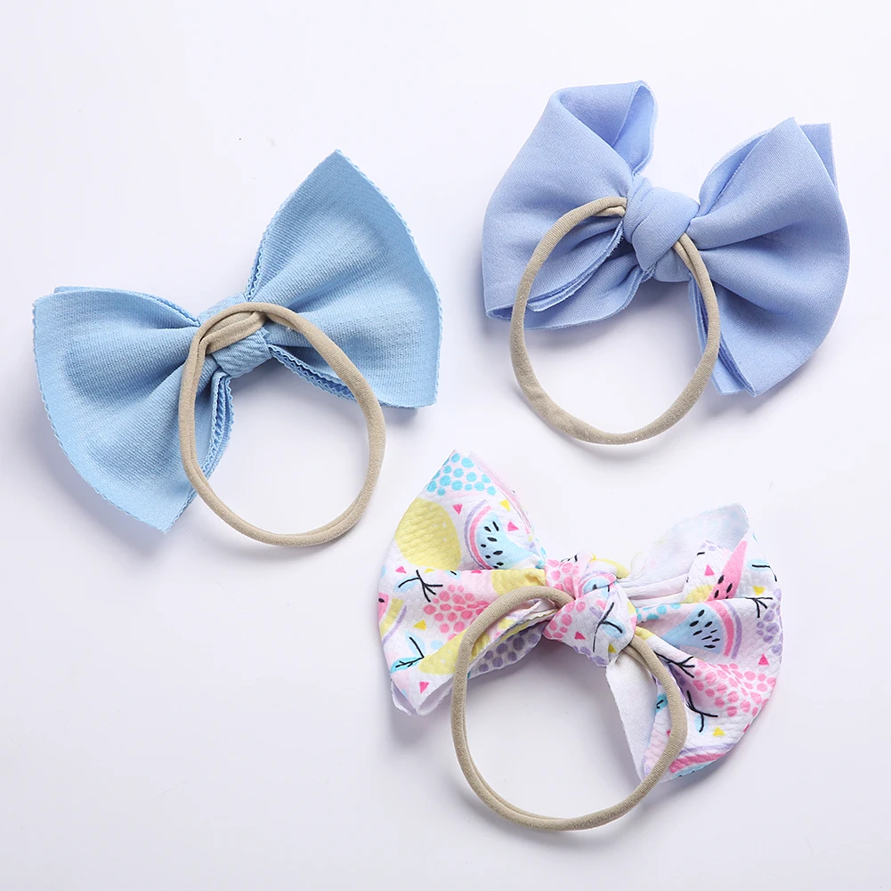 3Pcs/Set Sunflower Cow Print Baby Girls Headband Elastic Nylon Hair Bands Puff Bullet Bow Dot Flower Infant Festival Headwraps