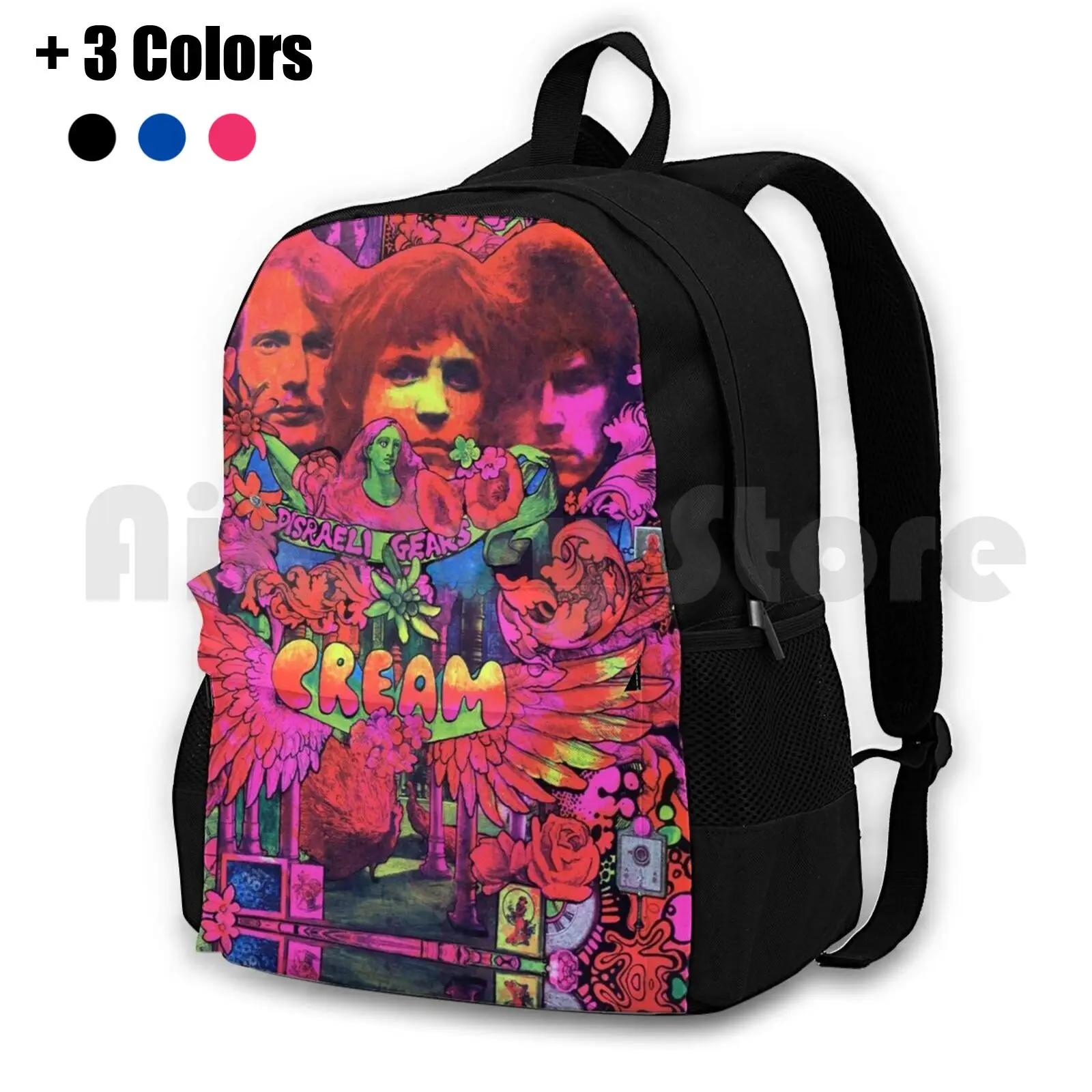 Disraeli Gears Outdoor Hiking Backpack Riding Climbing Sports Bag Cream Disraeli Gears Music Pop Classic Retro Vintage Ginger