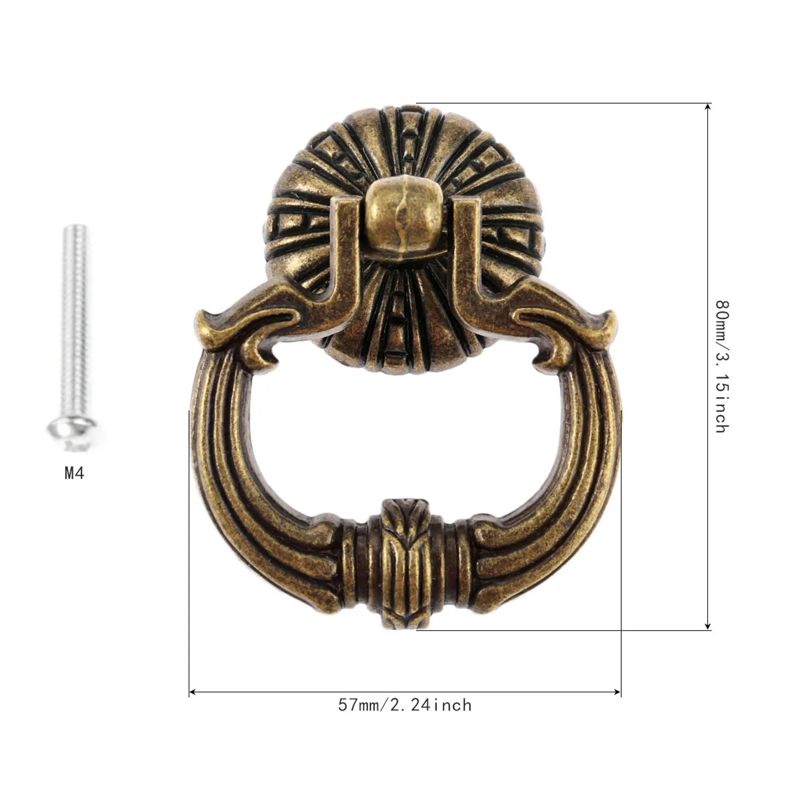 1 set Antique Bronze Pull Handle Ring Knob Vintage Europe style 80mm*57mm Decor Hardware Kitchen Drawer Cabinet Cupboard Door