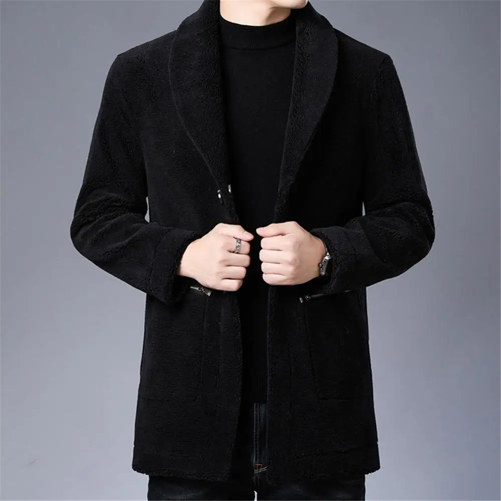 Winter New Men's Wool Coat Singal-Breasted V-Neck Coat Korean Trend Plus Thick Warm Handsome