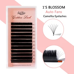 1'S Blossom Camellia Eyelashes  Easy Fan Volume Lashes  CD Curl Individual Lashes Black Mink False Eyelashes Fake Cilios 12rows