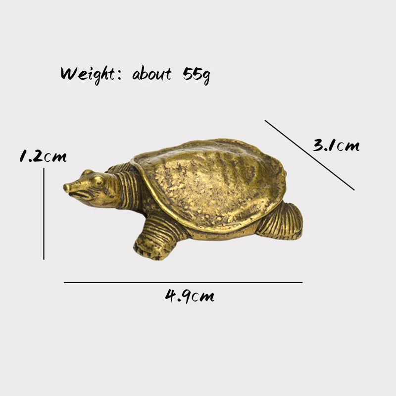 Antique Copper Mini Turtle Decorations Chinese Classical Brass Tea Pets Vintage Crafts Miniature Figurine Home Decor Accessories