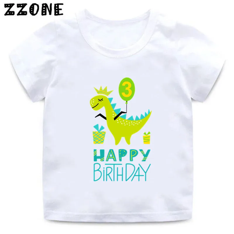 

Cartoon Dinosaur Numeber 1-9th Happy Birthday Boys T-shirt Funny Kids T shirt Baby Girls Children Dino Party Clothes,HKP2483