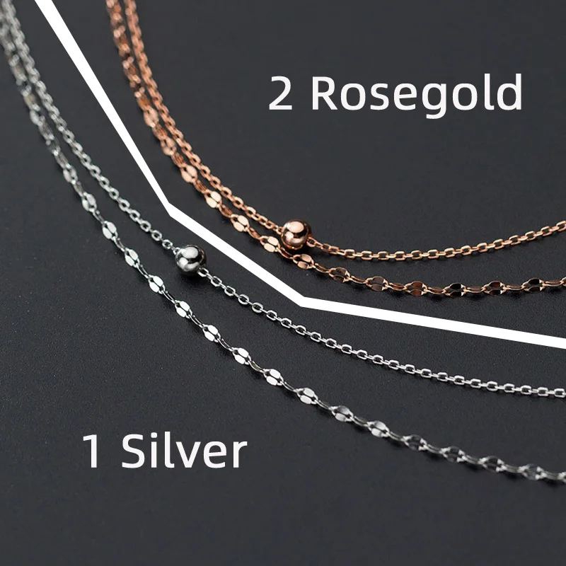 La Monada Ball 925 Sterling Silver Necklaces For Women Beautiful Layered 925 Silver Chain Necklace Women Jewelry Korean Female