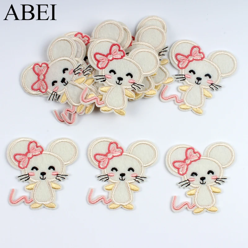 10pcs Cartoon Mouse Patches DIY Iron On Cute Animal Stickers Handmade Jeans Coats Pants Backpacks Dress Fabric Appliques Badge