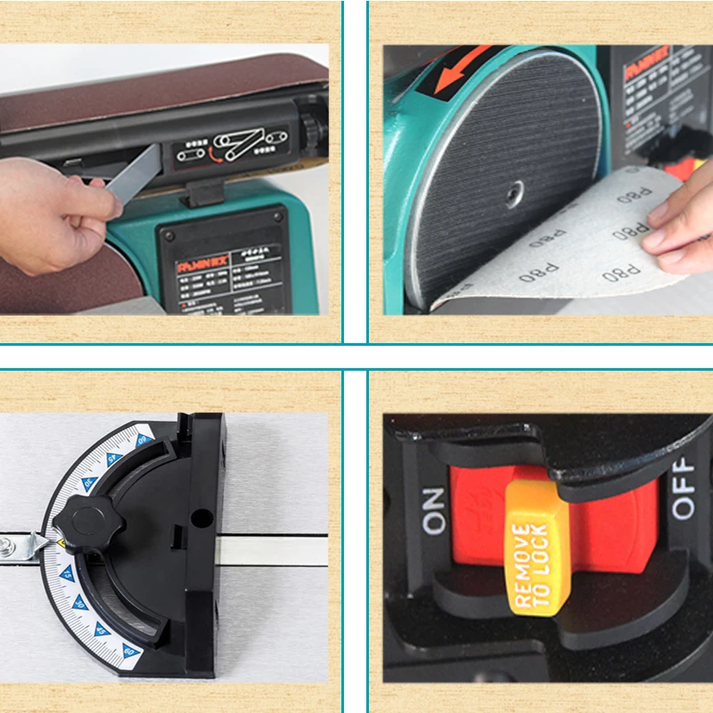 550W / 750W Electric Belt Sander Bench Wheel Polisher Belt Machine Belt Machine Grinding Machine Woodworking Polishing Tool