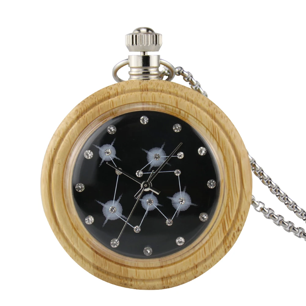 Vintage Red Sandalwood Watch Quartz Pocket Watch Open Face Necklace Pendant Chain Lightweight Fob Clock Best Gifts for Men Women